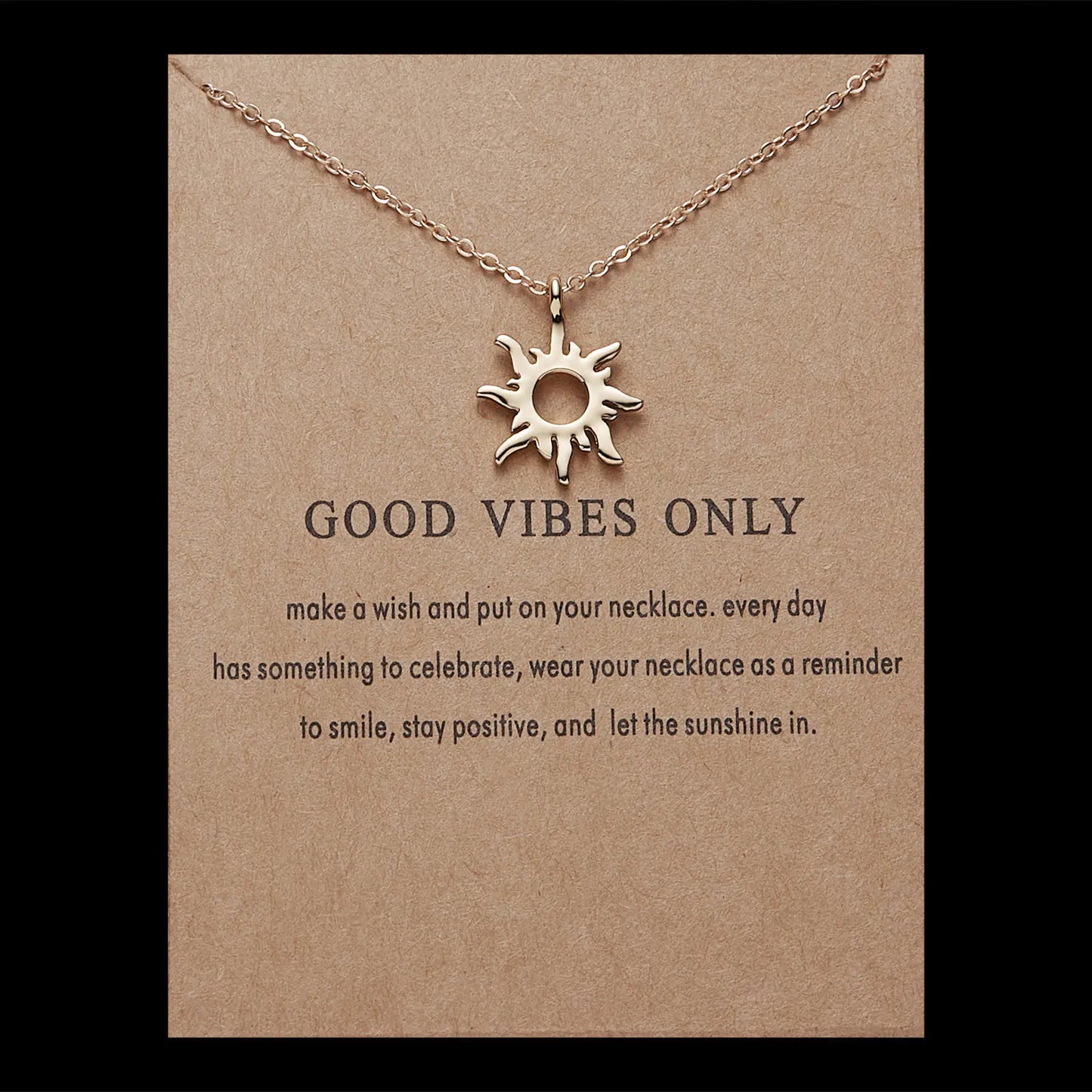 Sun Alloy Necklace on Paper Card - Sun Pendant Necklace