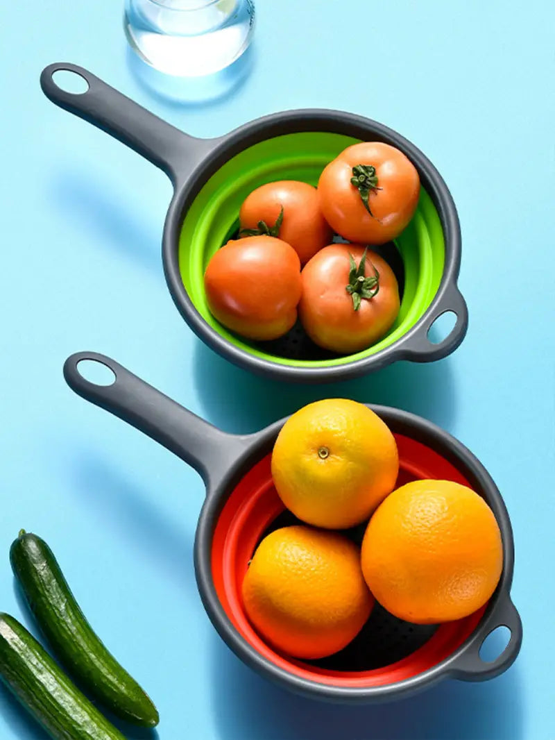 Collapsible Silicone Colander with Handles - Kitchen Gadget