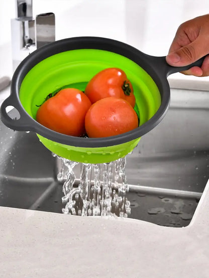 Collapsible Silicone Colander with Handles - Kitchen Gadget
