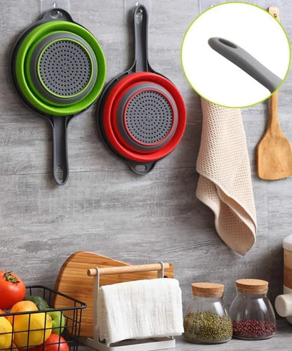 Collapsible Silicone Colander with Handles - Kitchen Gadget