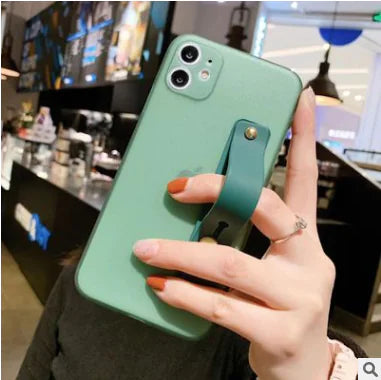 Solid Color Wrist Strap Phone Case for iPhone