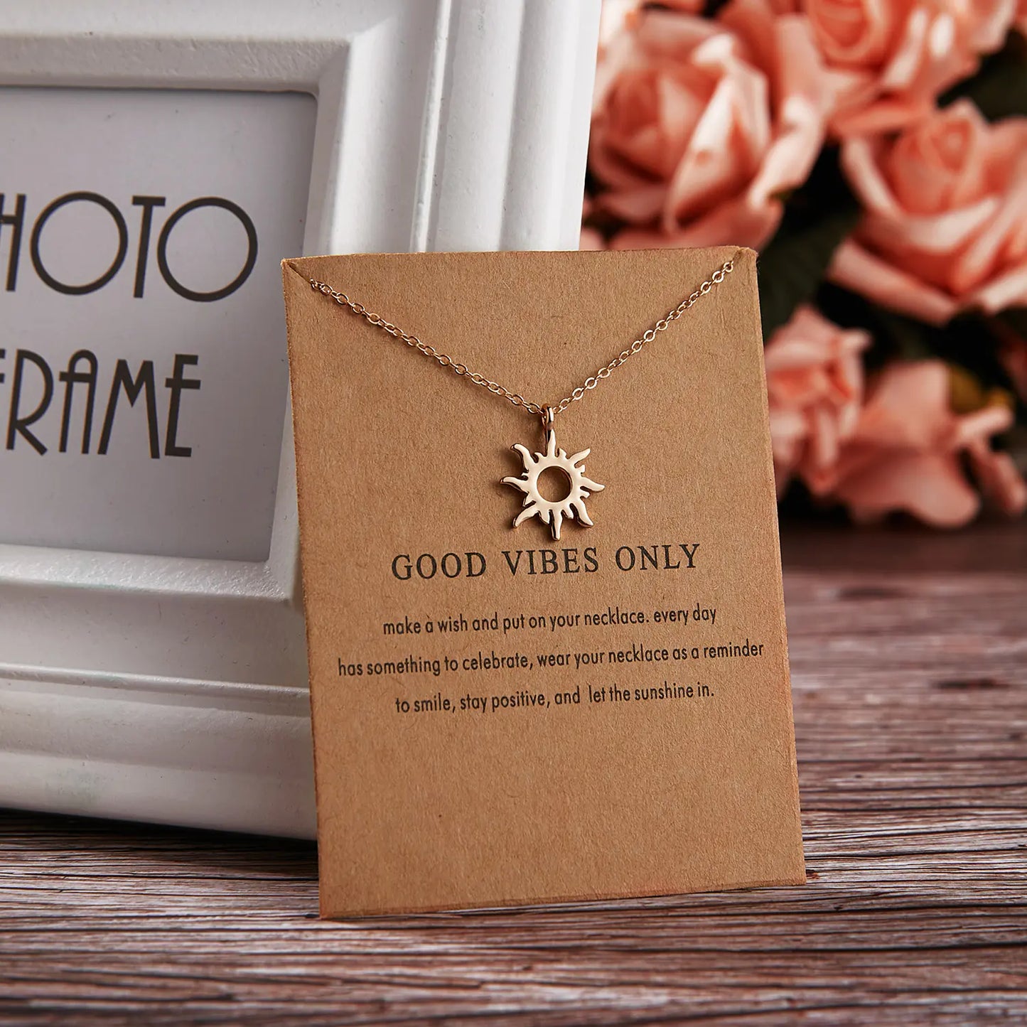 Sun Alloy Necklace on Paper Card - Sun Pendant Necklace