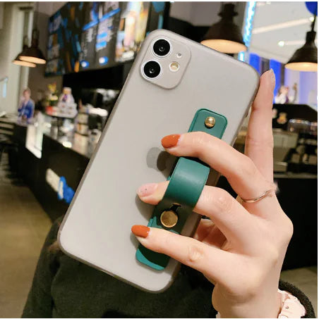 Solid Color Wrist Strap Phone Case for iPhone