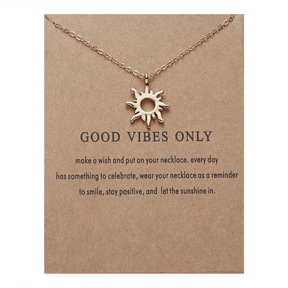 Sun Alloy Necklace on Paper Card - Sun Pendant Necklace
