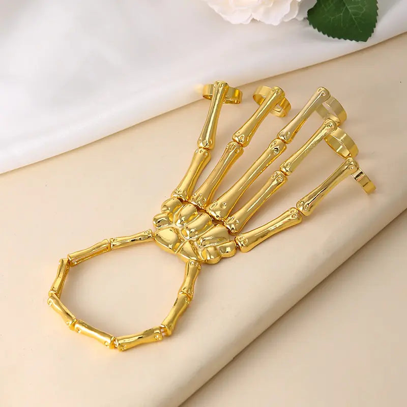 Fashionable Halloween Skeleton Stretch Bracelet & Ring