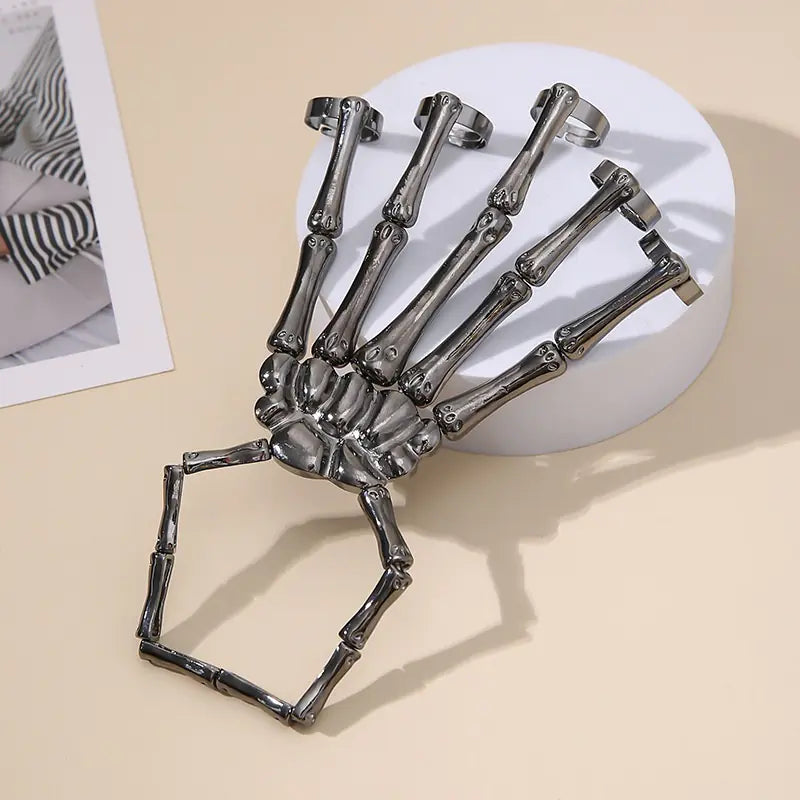 Fashionable Halloween Skeleton Stretch Bracelet & Ring