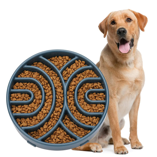 WHIPPY Slow Feeder Dog Bowls Anti-Choking Maze Dog Food Bowl Anti-Slip Interactive Dog Puzzle Feeder Dog Bowl Pet Bowl for Large Medium DogsDark Blue