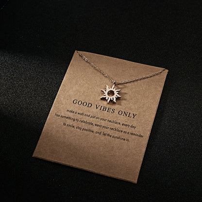 Sun Alloy Necklace on Paper Card - Sun Pendant Necklace